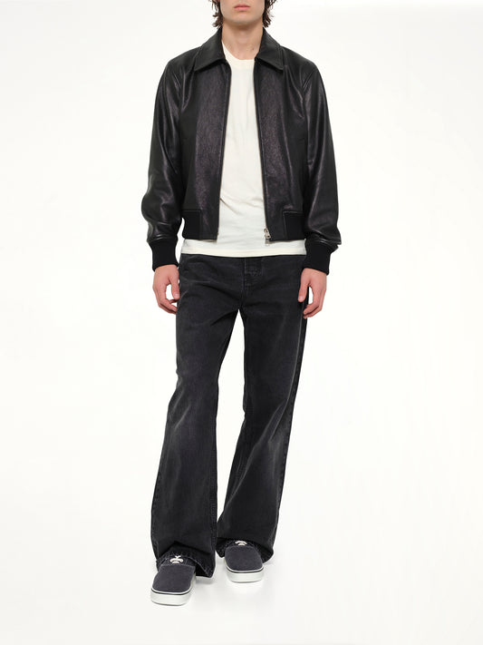Zipped Leather Jacket in Black