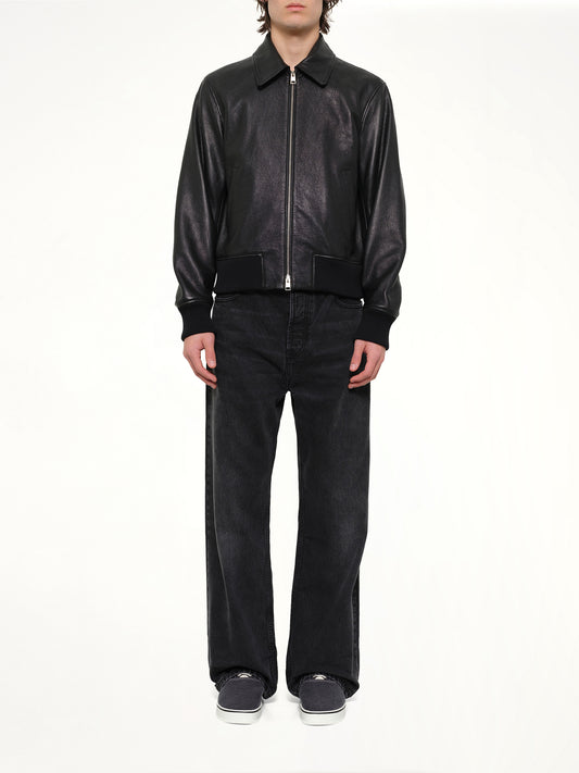 Zipped Leather Jacket in Black