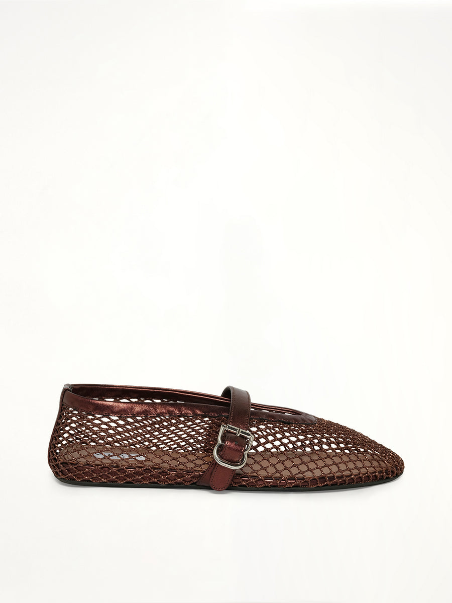 Ballet Fishnet Flats in Bronze