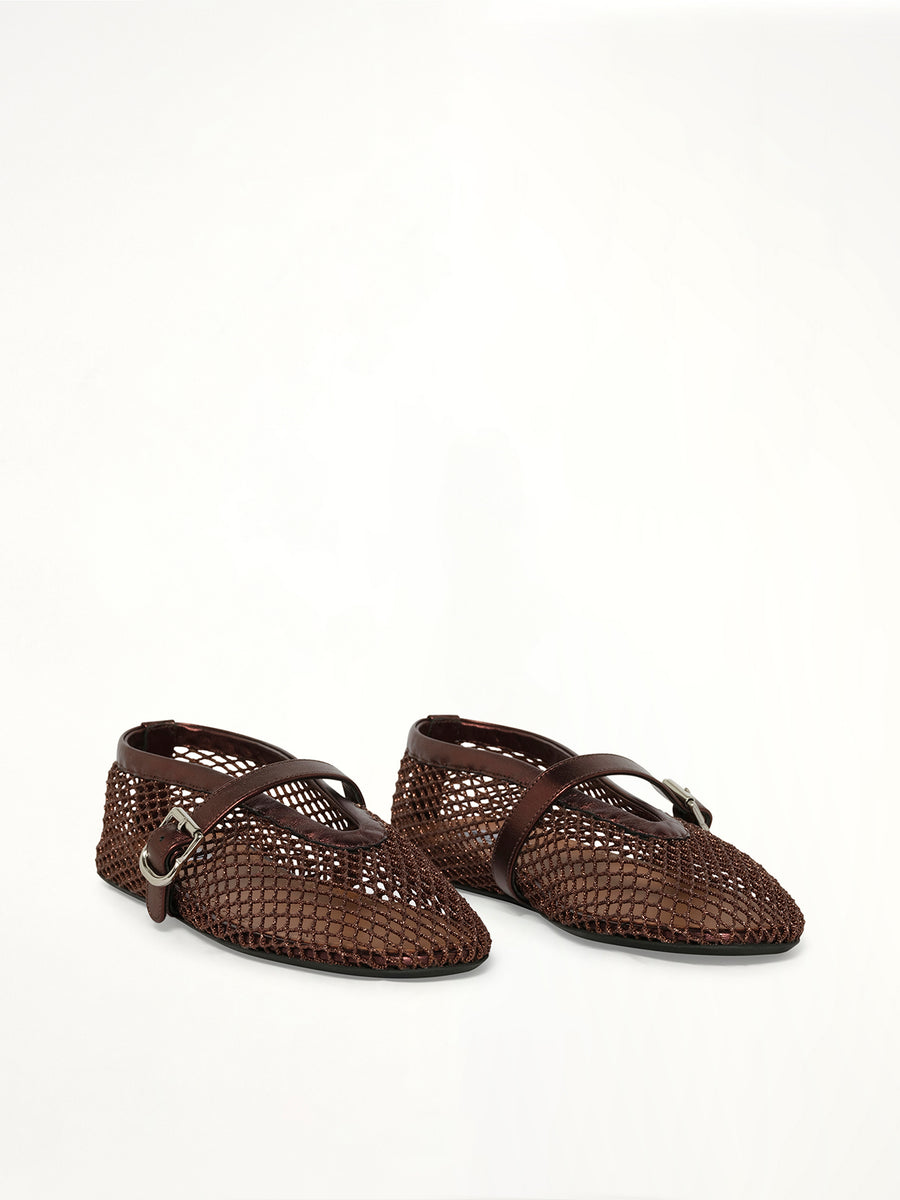 Ballet Fishnet Flats in Bronze