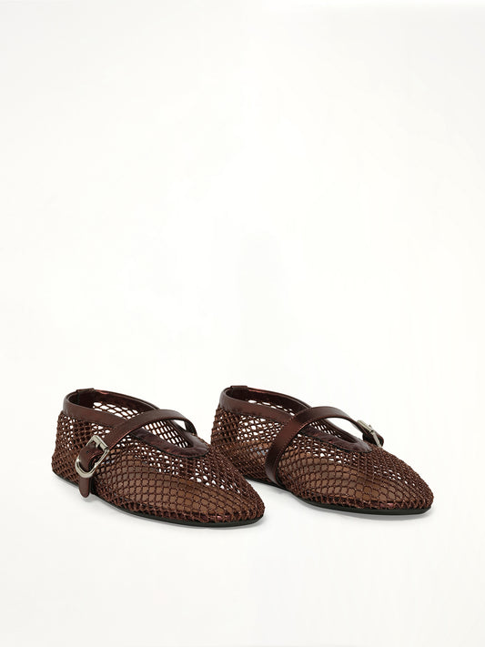 Ballet Fishnet Flats in Bronze