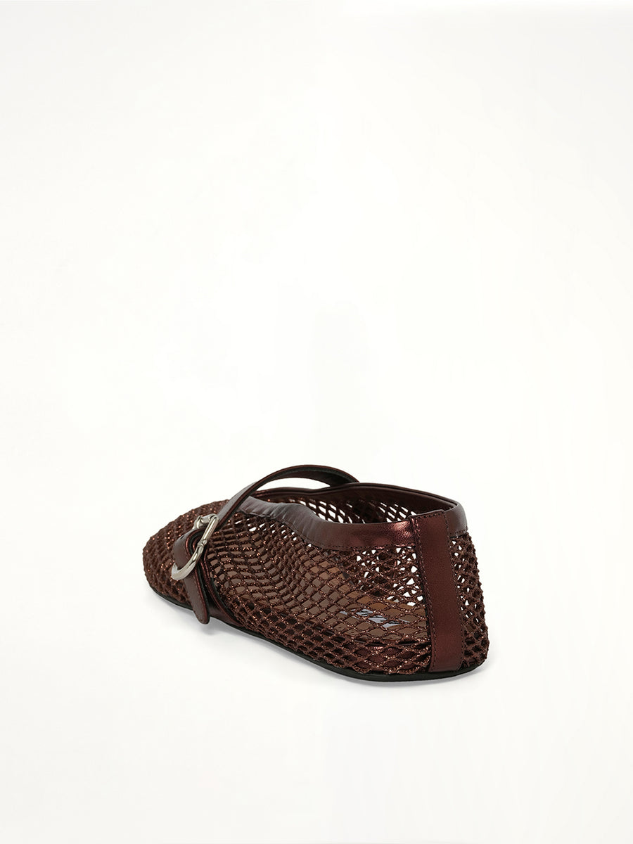 Ballet Fishnet Flats in Bronze