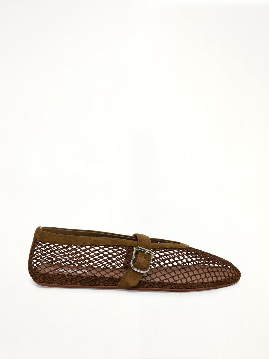 Ballet Fishnet Flats in Vert Khaki