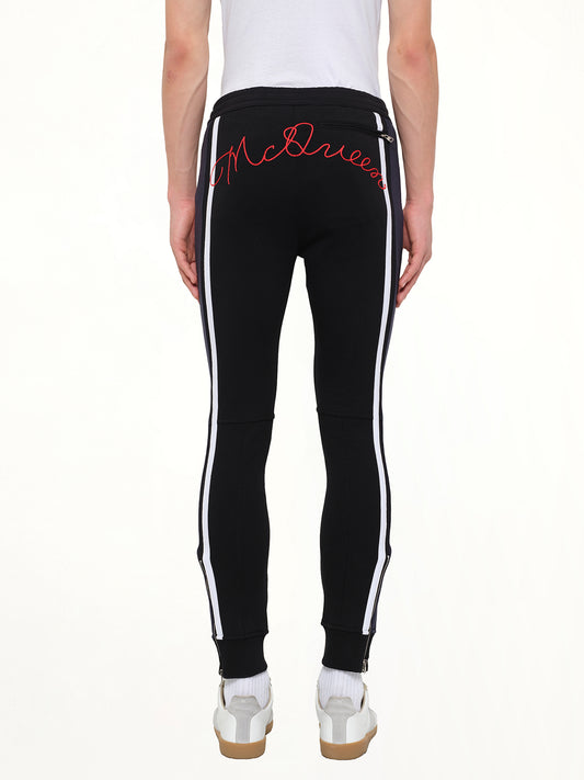 Embroidered Sweat Pants in Black
