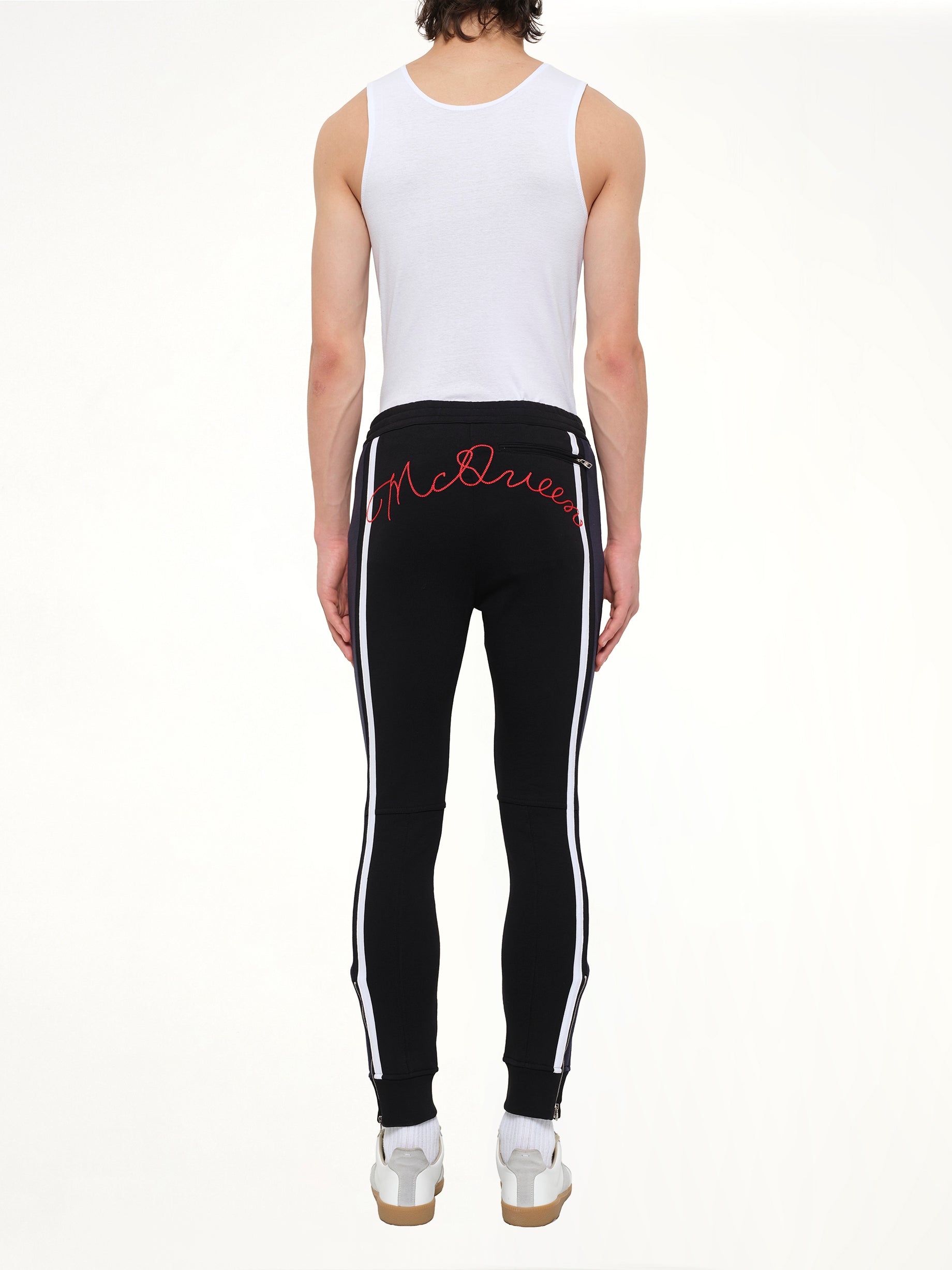 ALEXANDER MCQUEEN Embroidered Sweat Pants in Black Full Reference from MARAIS
