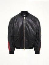 Adidas X Chavarria Leather Bomber Jacket in Black