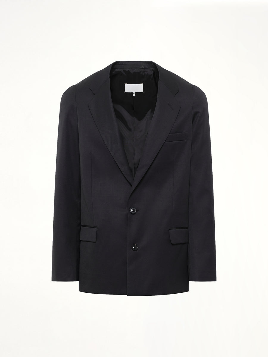 Compact Light Wool Blazer in Black