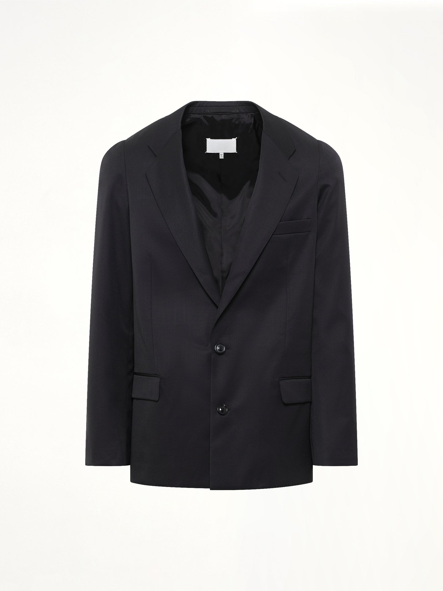 Compact Light Wool Blazer in Black