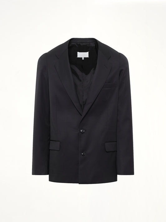 Compact Light Wool Blazer in Black