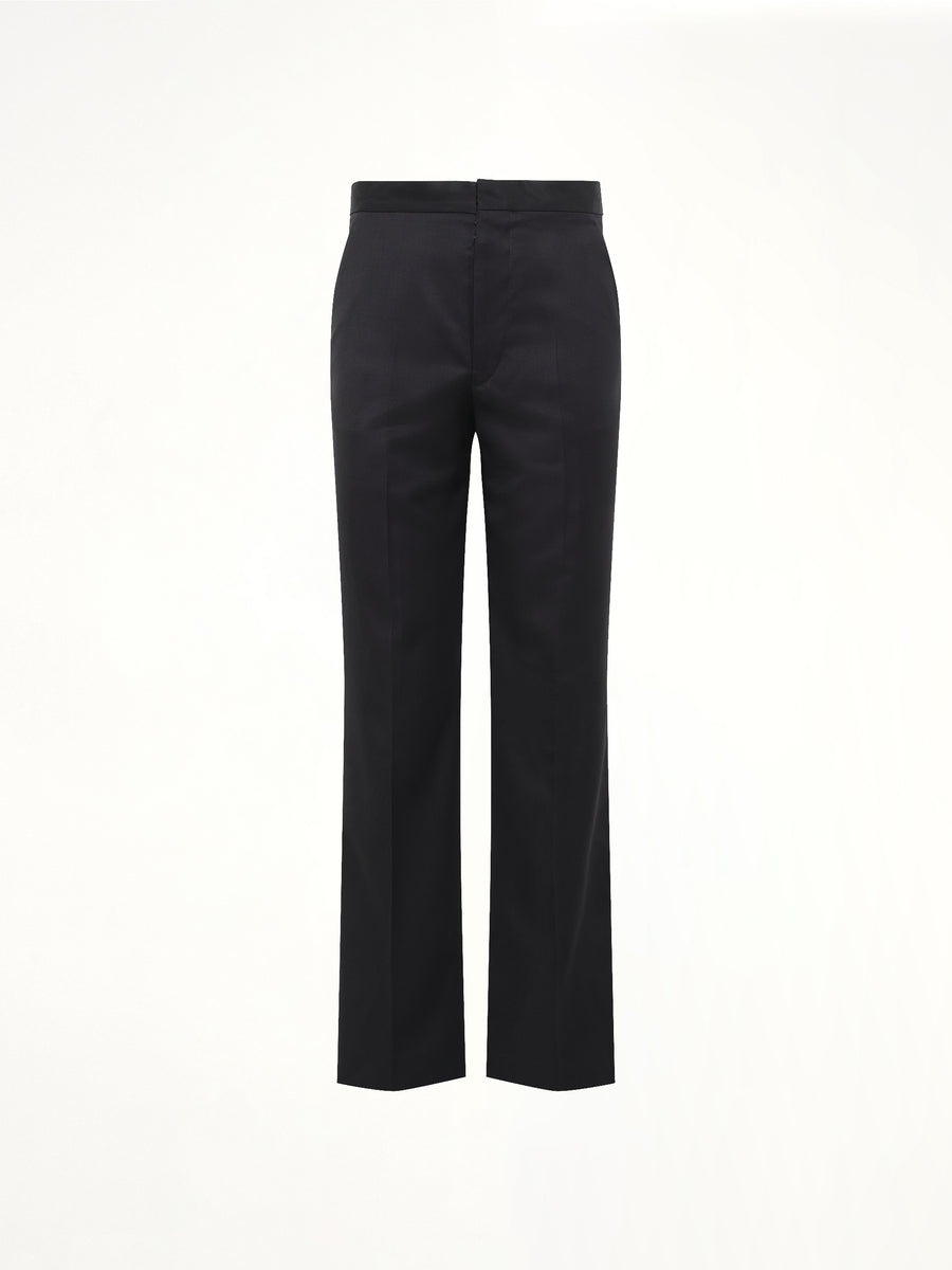 Compact Light Wool Suit Pants in Black