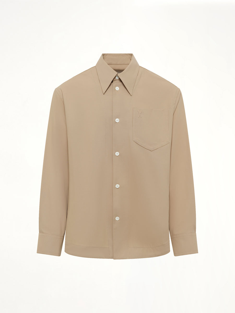 Embossed ADC Shirt in Beige Taupe