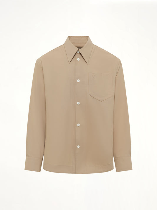 Embossed ADC Shirt in Beige Taupe