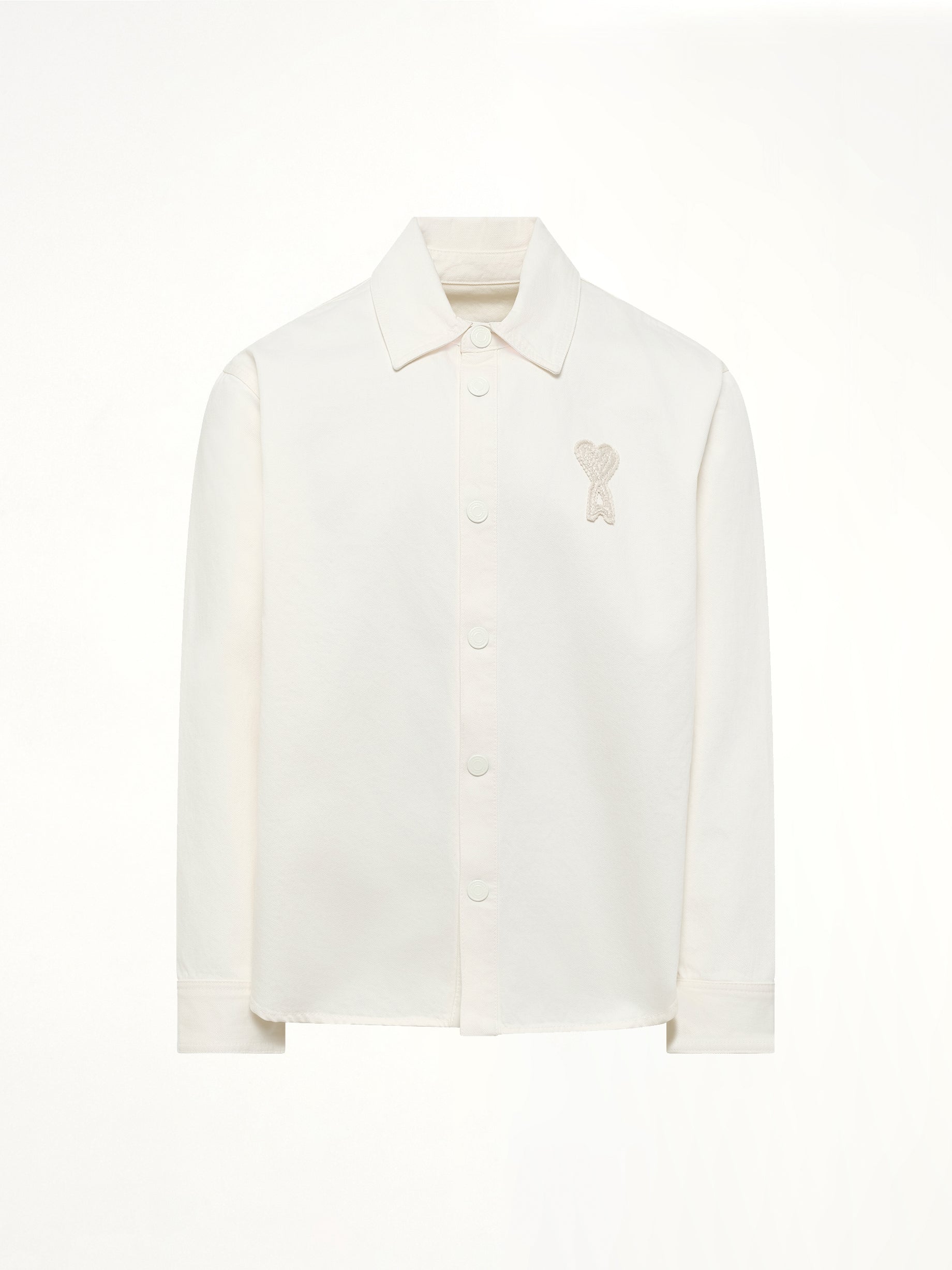 AMI PARIS Knitted ADC Overshirt in Off White Product Photo from MARAIS