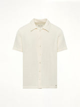 오프 화이트 린넨 반팔 셔츠