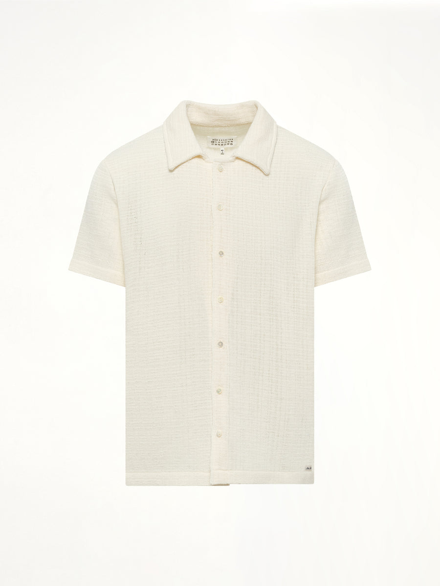 Linen Short Sleeve Shirt in Off White