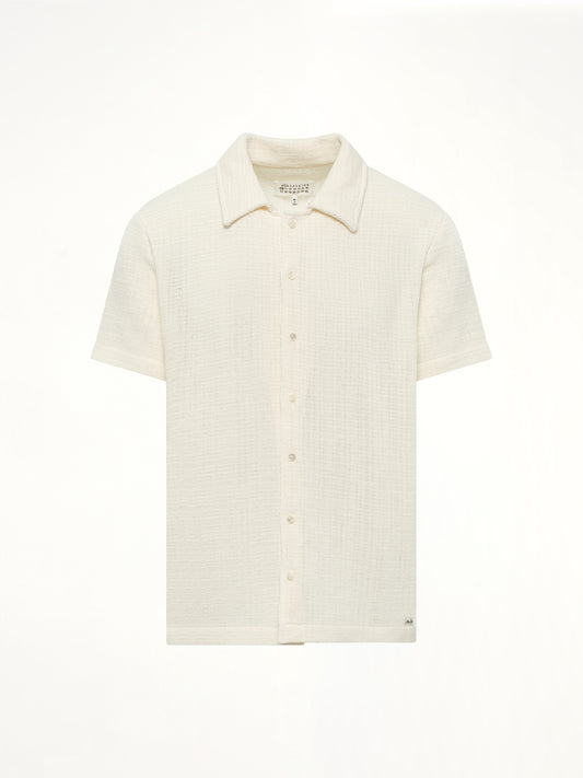 Linen Short Sleeve Shirt in Off White