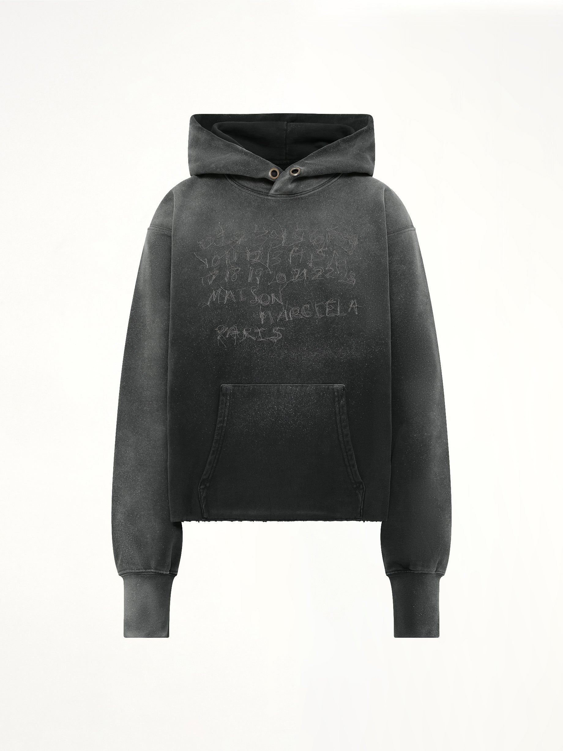 MAISON MARGIELA Number Hoodie in Washed Black Product Photo from MARAIS