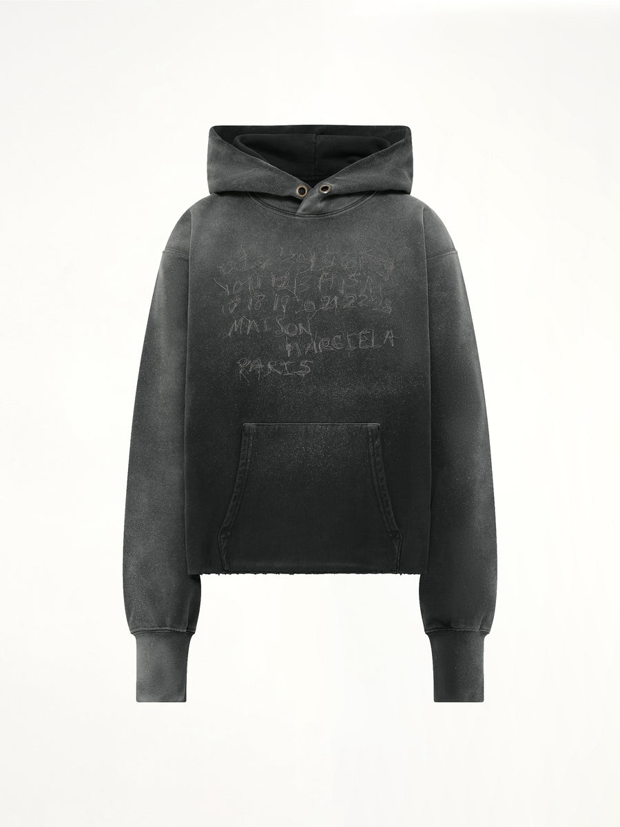 Number Hoodie in Washed Black