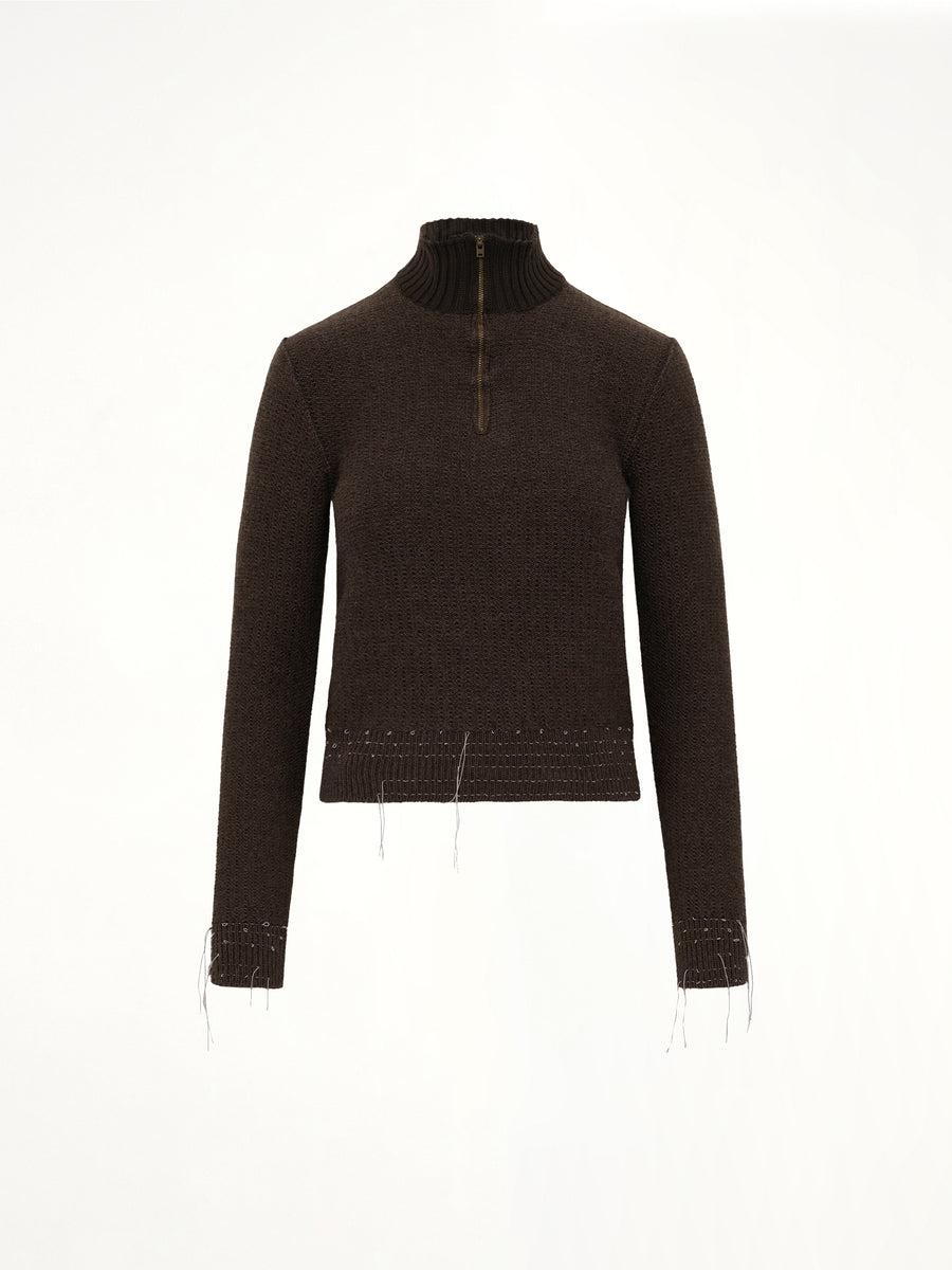 Quarter-Zip Sweater in Brown