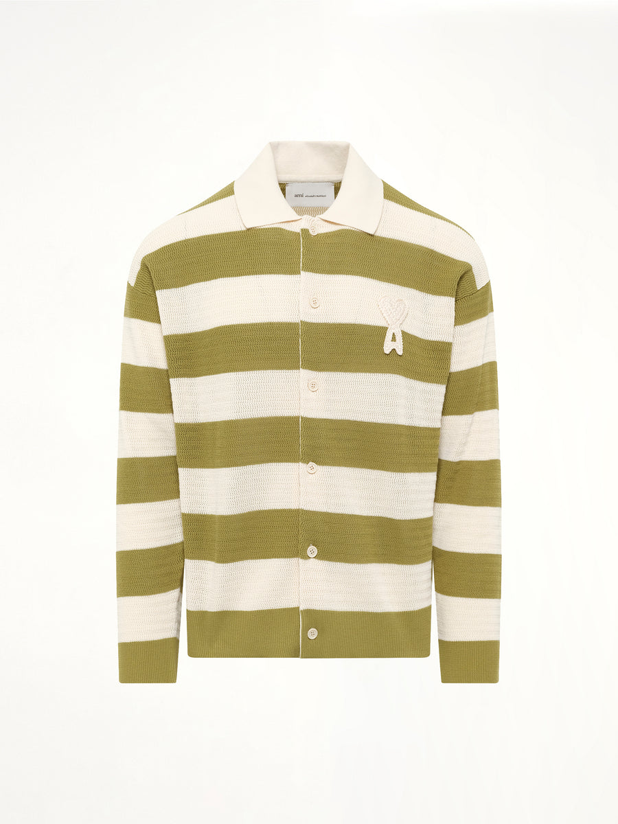 Shirt Collar Cardigan with ADC in Matcha