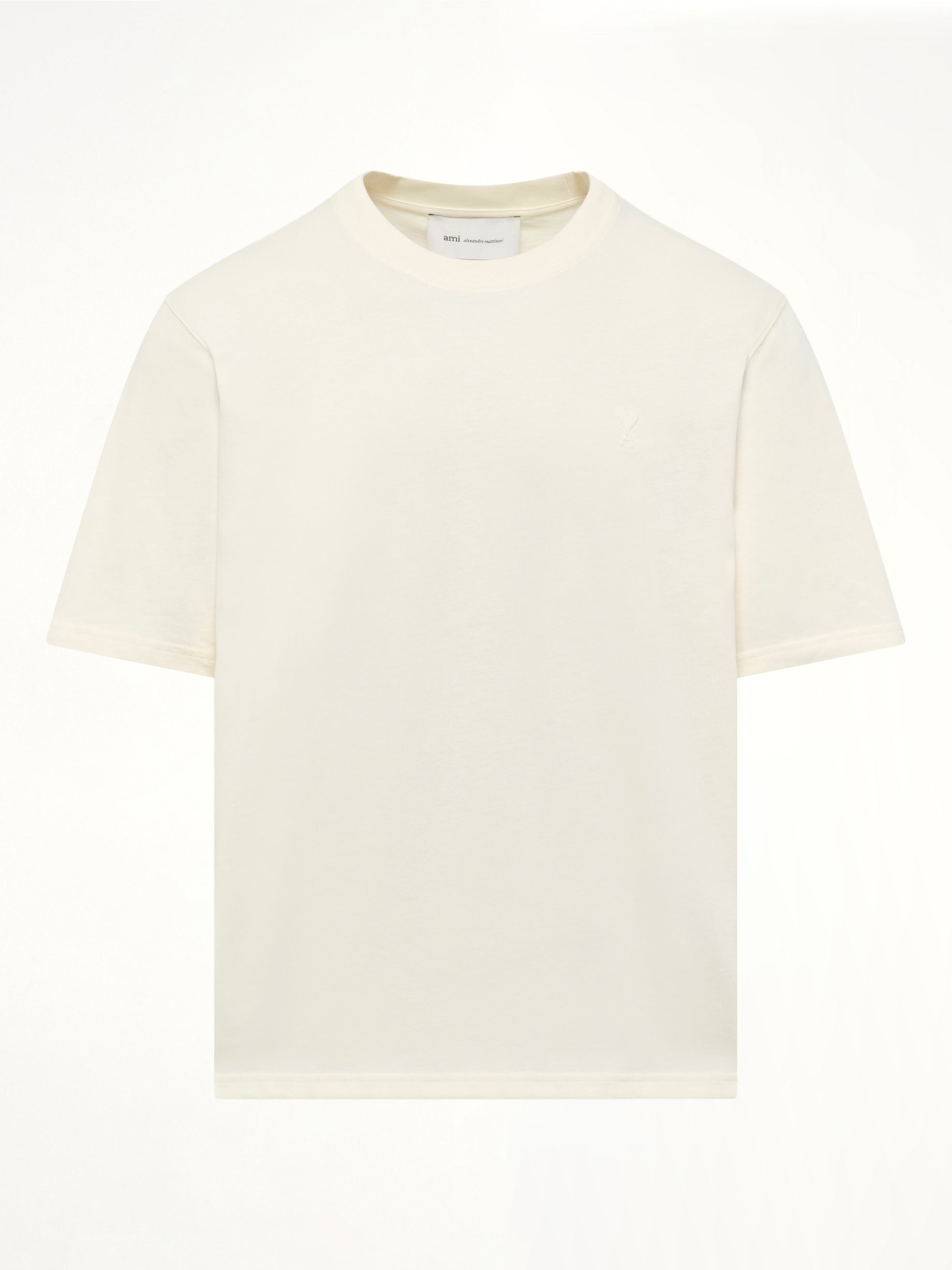 AMI PARIS Small Embossed ADC T-Shirt in Cream Product Photo from MARAIS