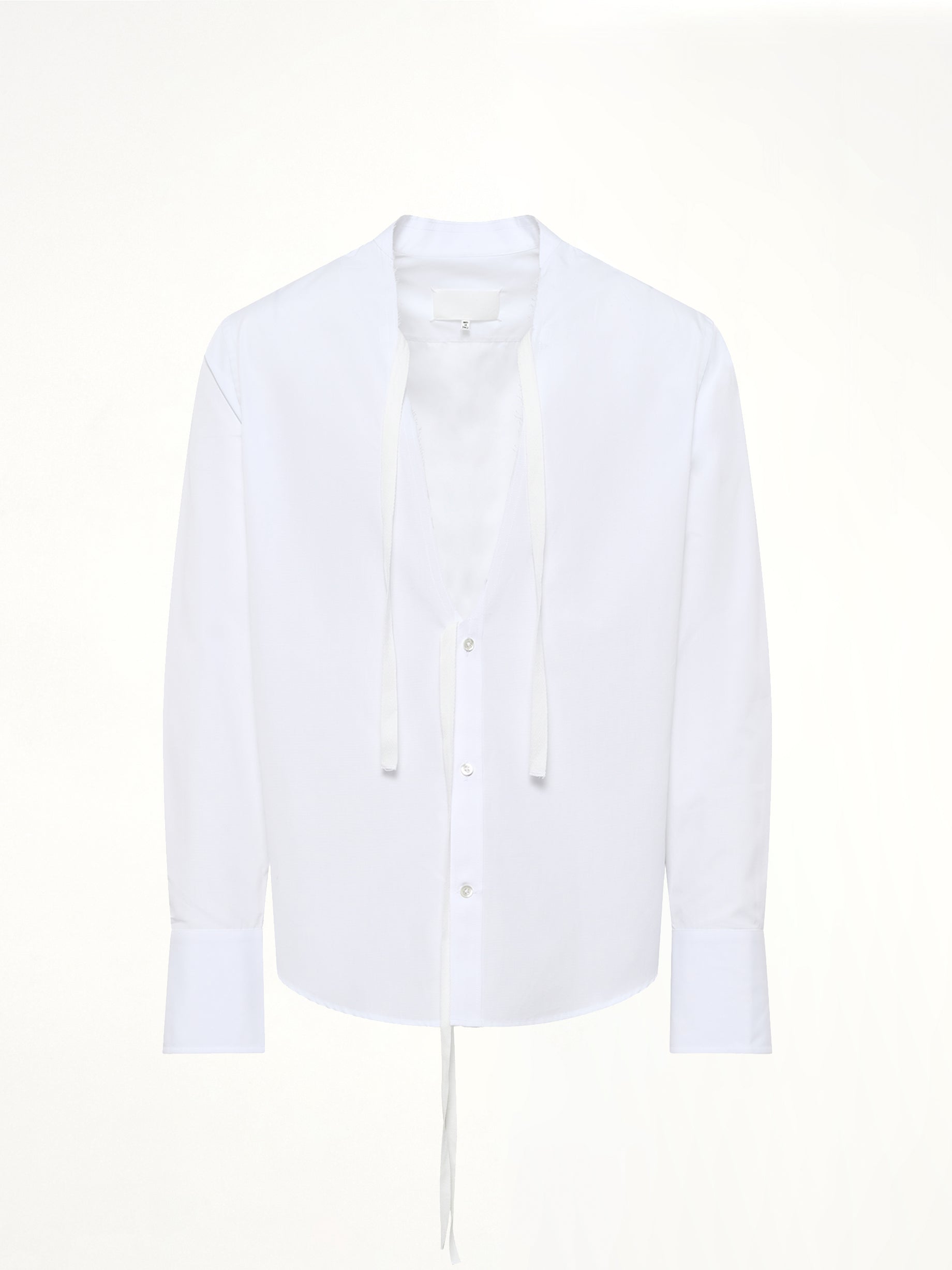 MAISON MARGIELA V Neck Long Sleeved Shirt in White Product Photo from MARAIS