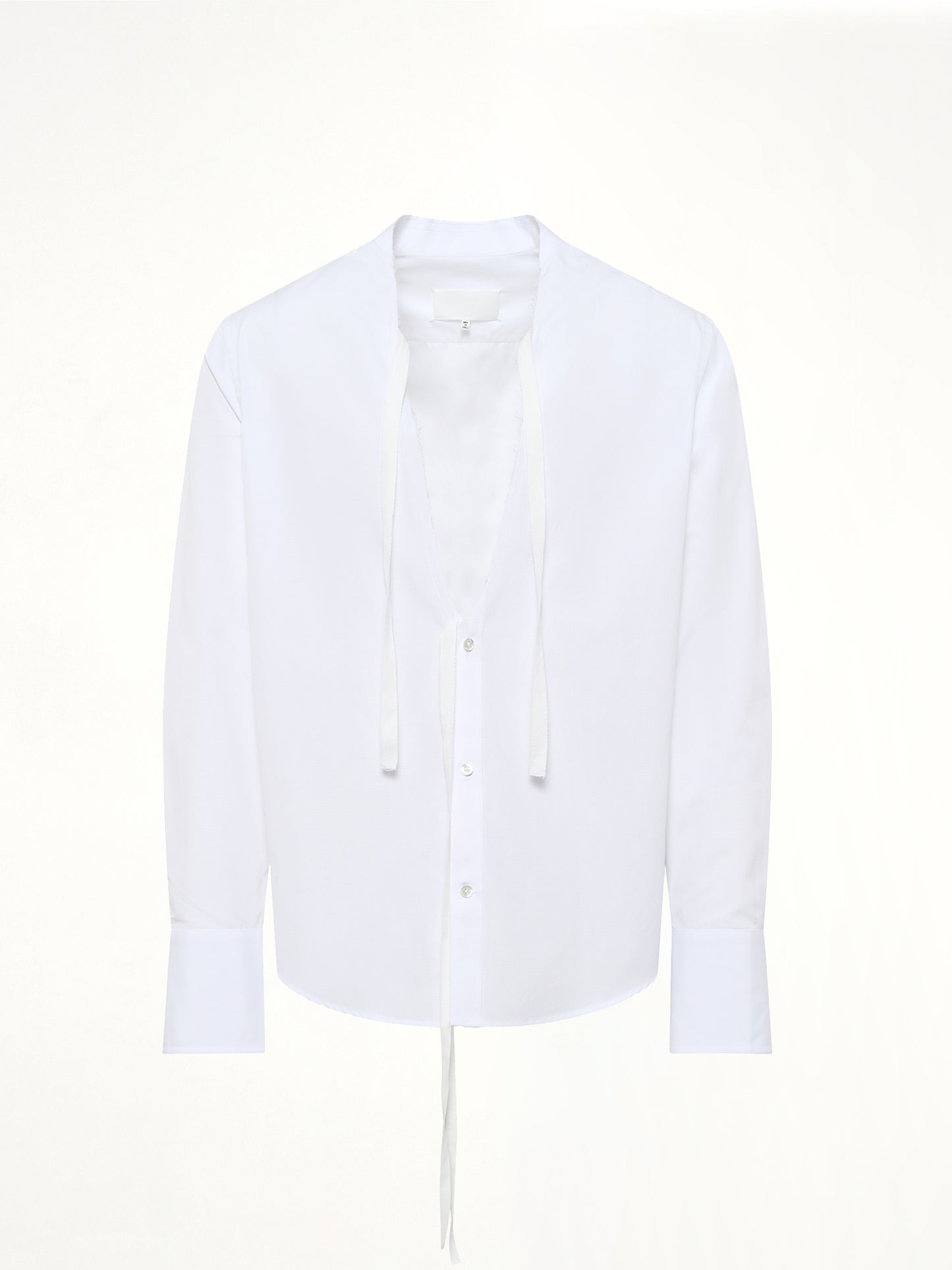 V Neck Long Sleeved Shirt in White