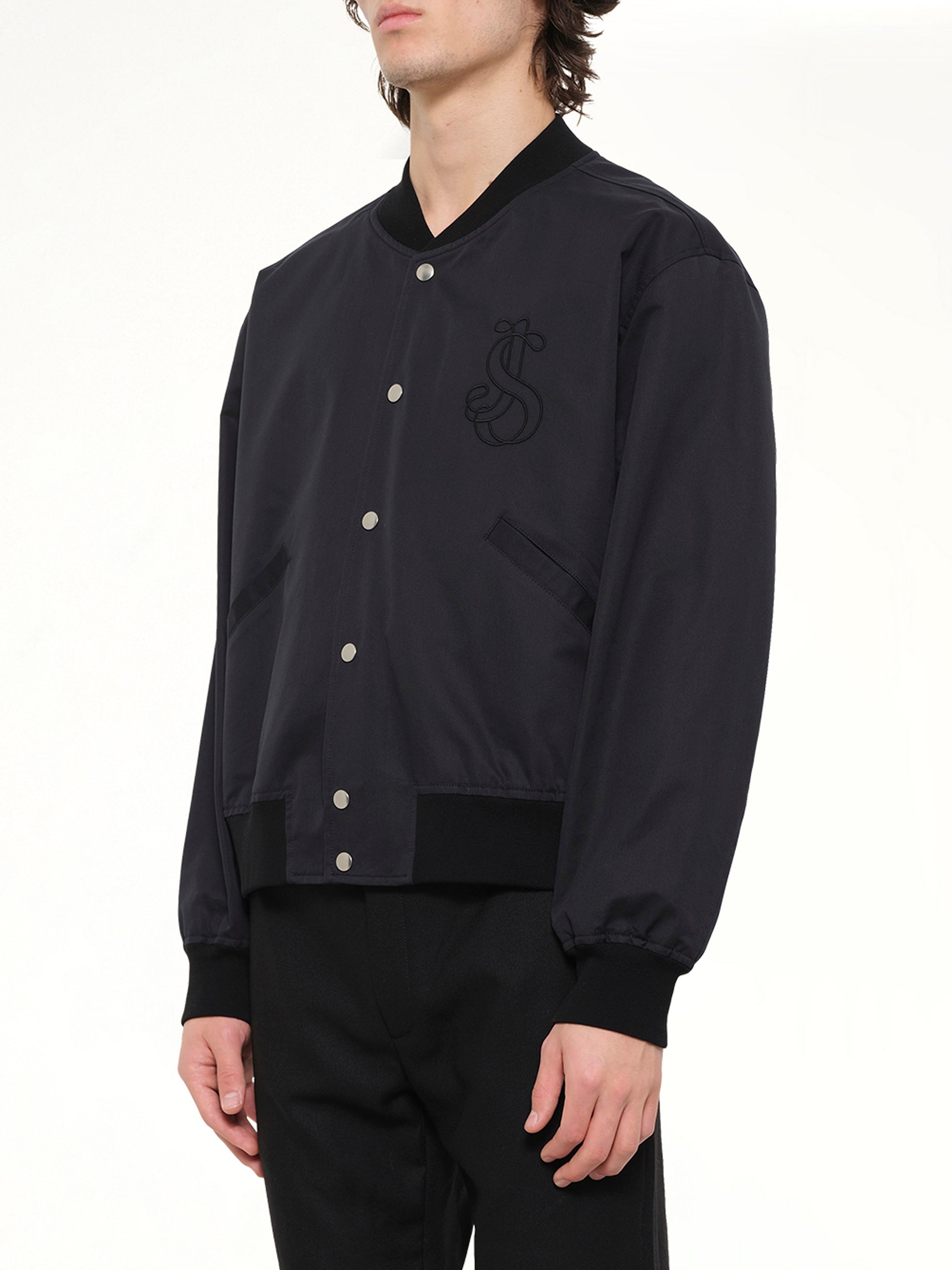 JIL SANDER Blouson 130 with Embroidery in Black Side View from MARAIS