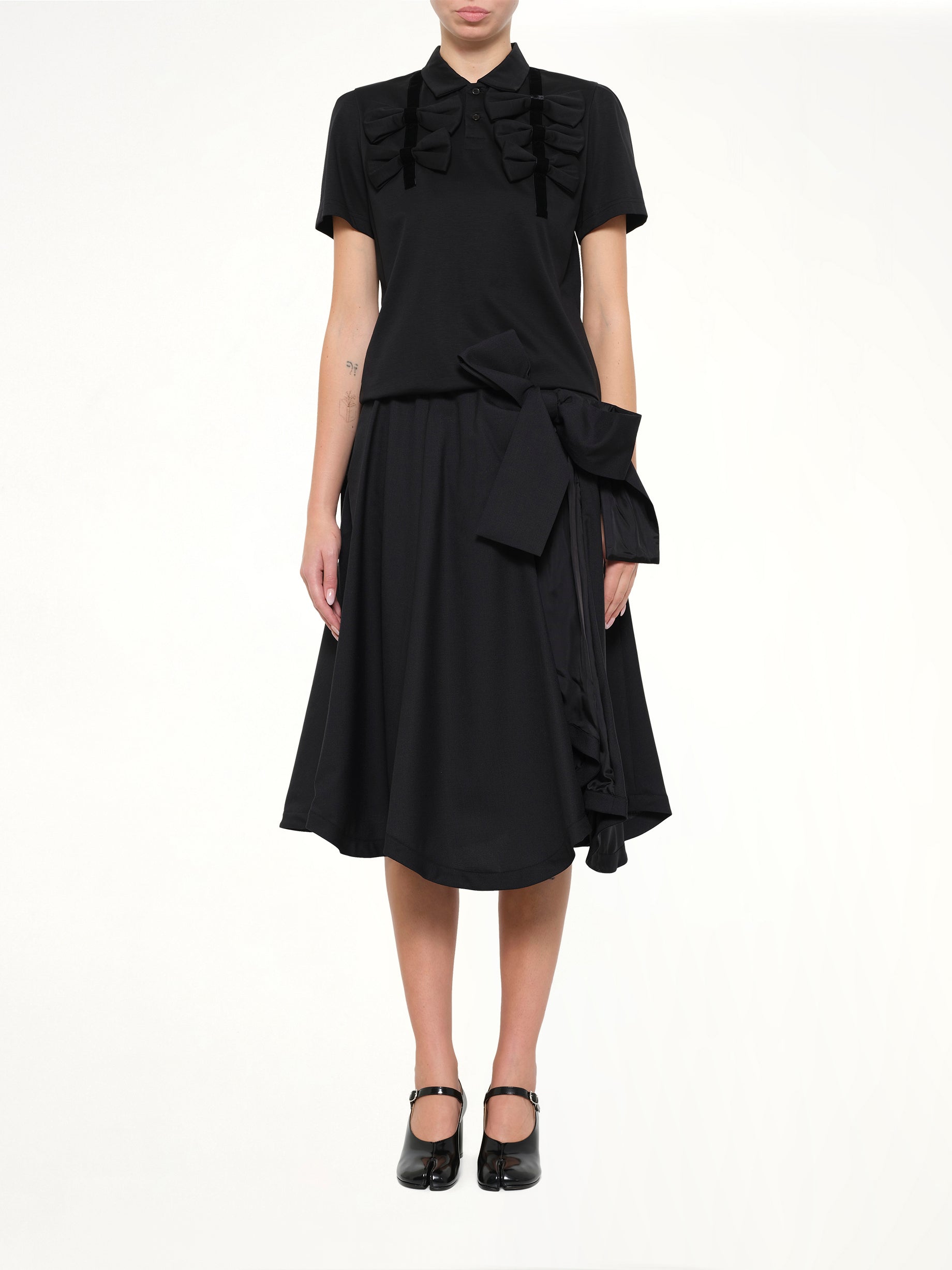 NOIR KEI NINOMIYA Bowtie Polo in Black Model View from MARAIS