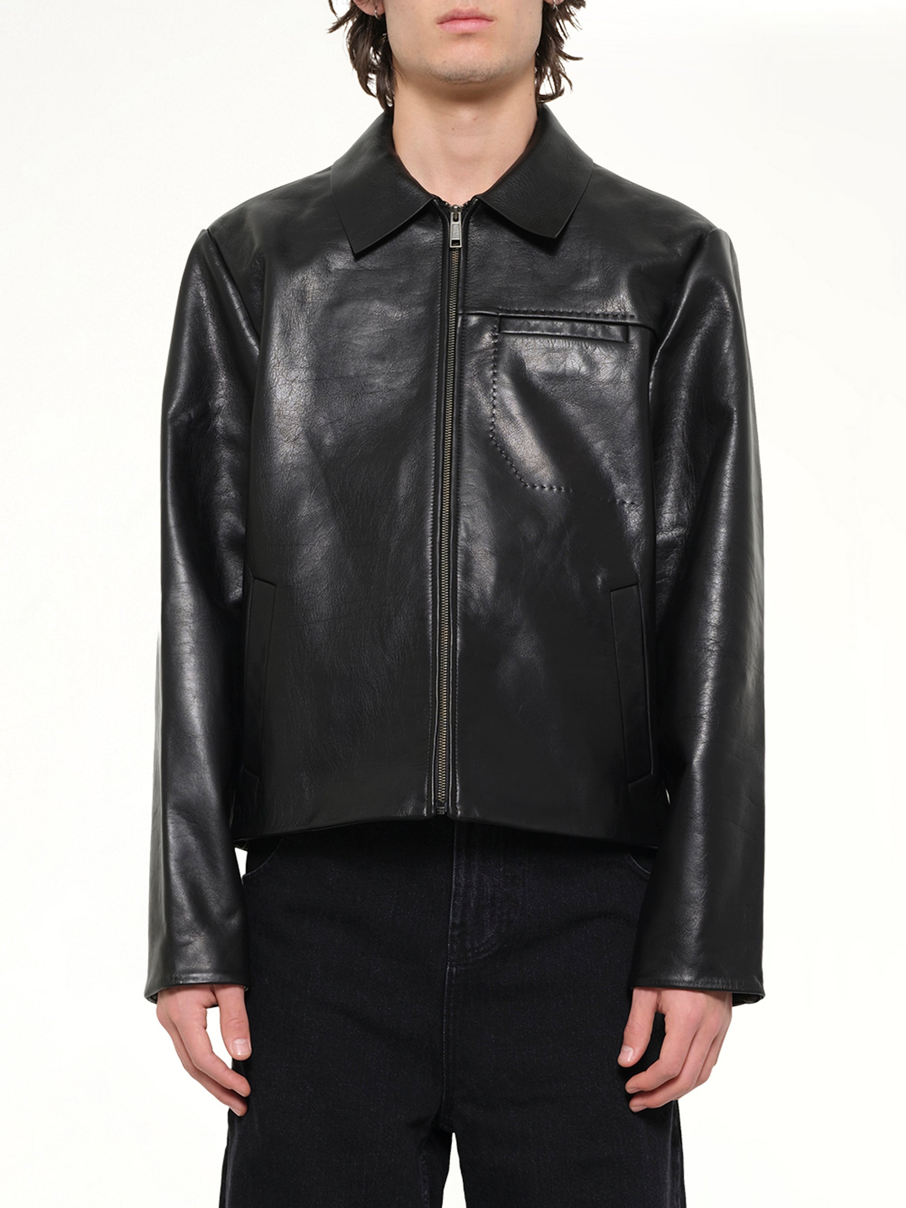 Cowhide Jacket in Black Leather
