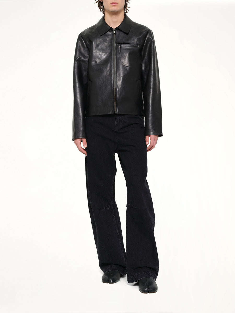 Cowhide Jacket in Black Leather