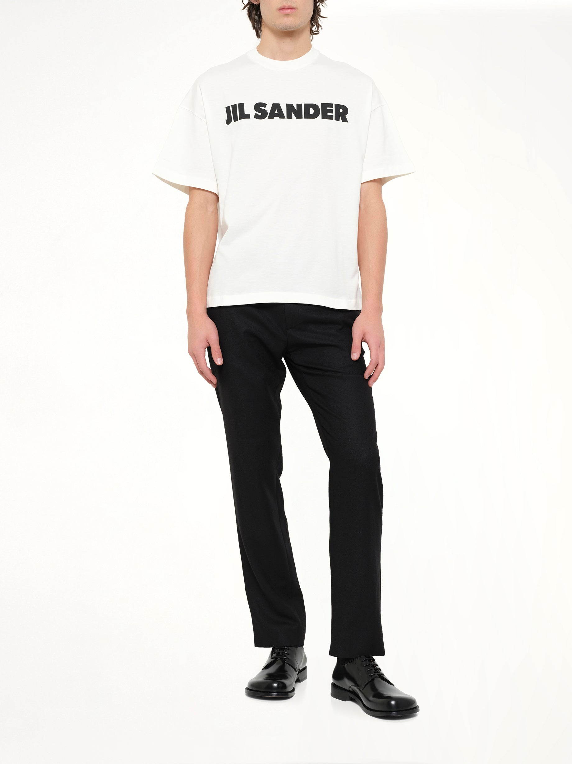 JIL SANDER Crewneck Logo T-Shirt in Pocelain Full Reference from MARAIS