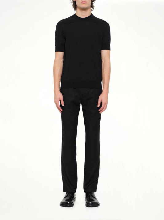 Fine Merino Knit T-Shirt in Black