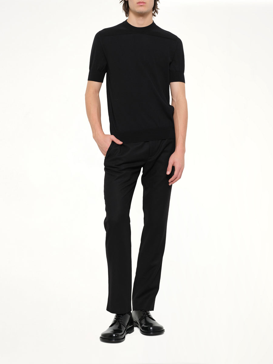 Fine Merino Knit T-Shirt in Black