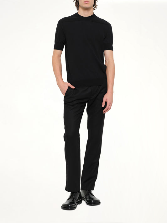 Fine Merino Knit T-Shirt in Black