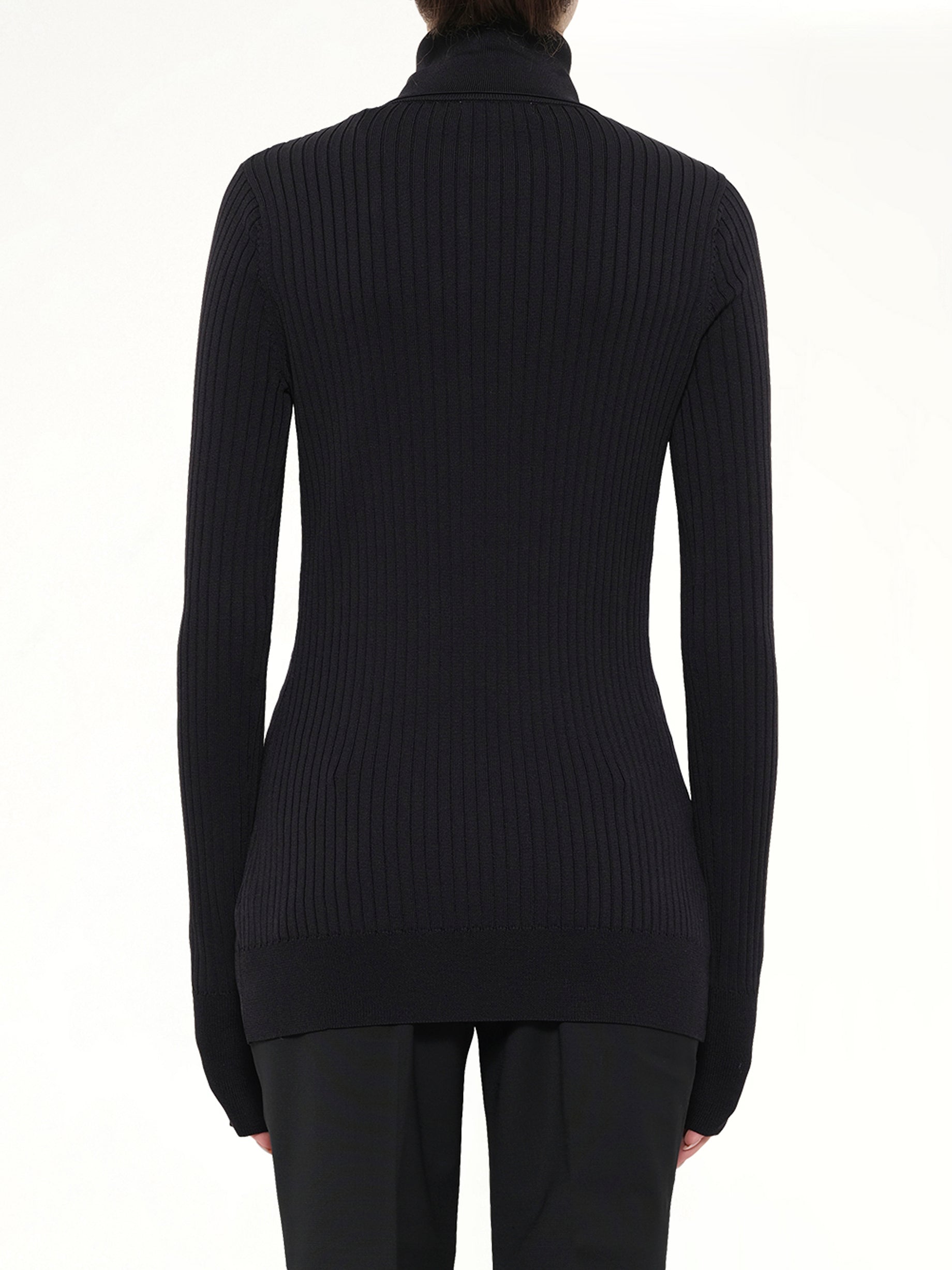 ENTIRE STUDIOS High Neck Henley in Black Back View from MARAIS