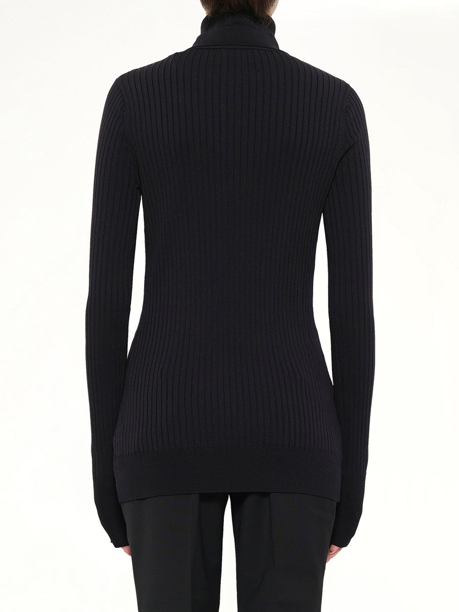 High Neck Henley in Black