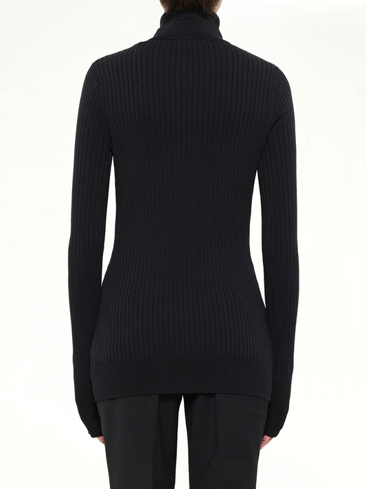 High Neck Henley in Black