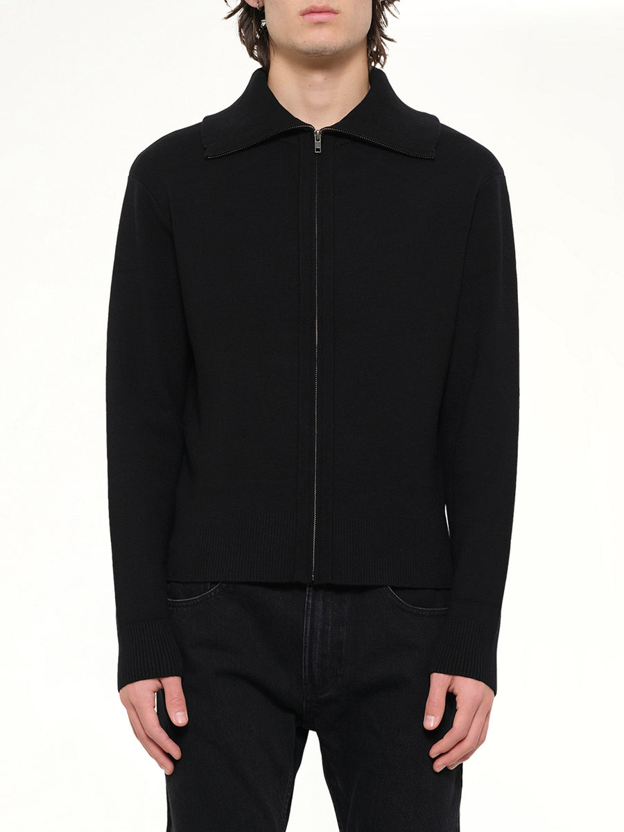 Knit Zip Up Jacket in Black