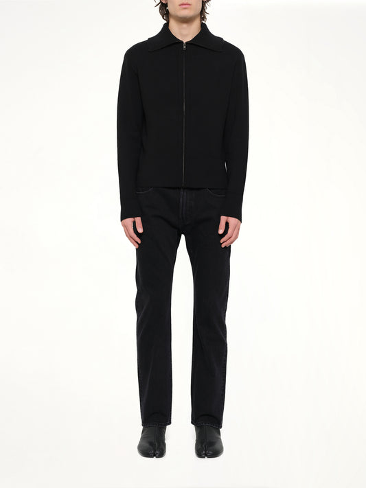 Knit Zip Up Jacket in Black