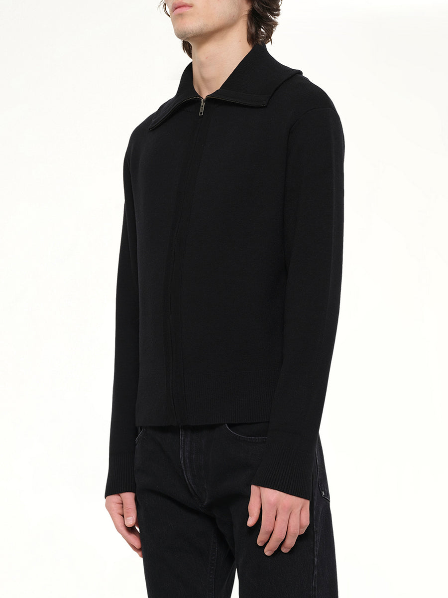 Knit Zip Up Jacket in Black
