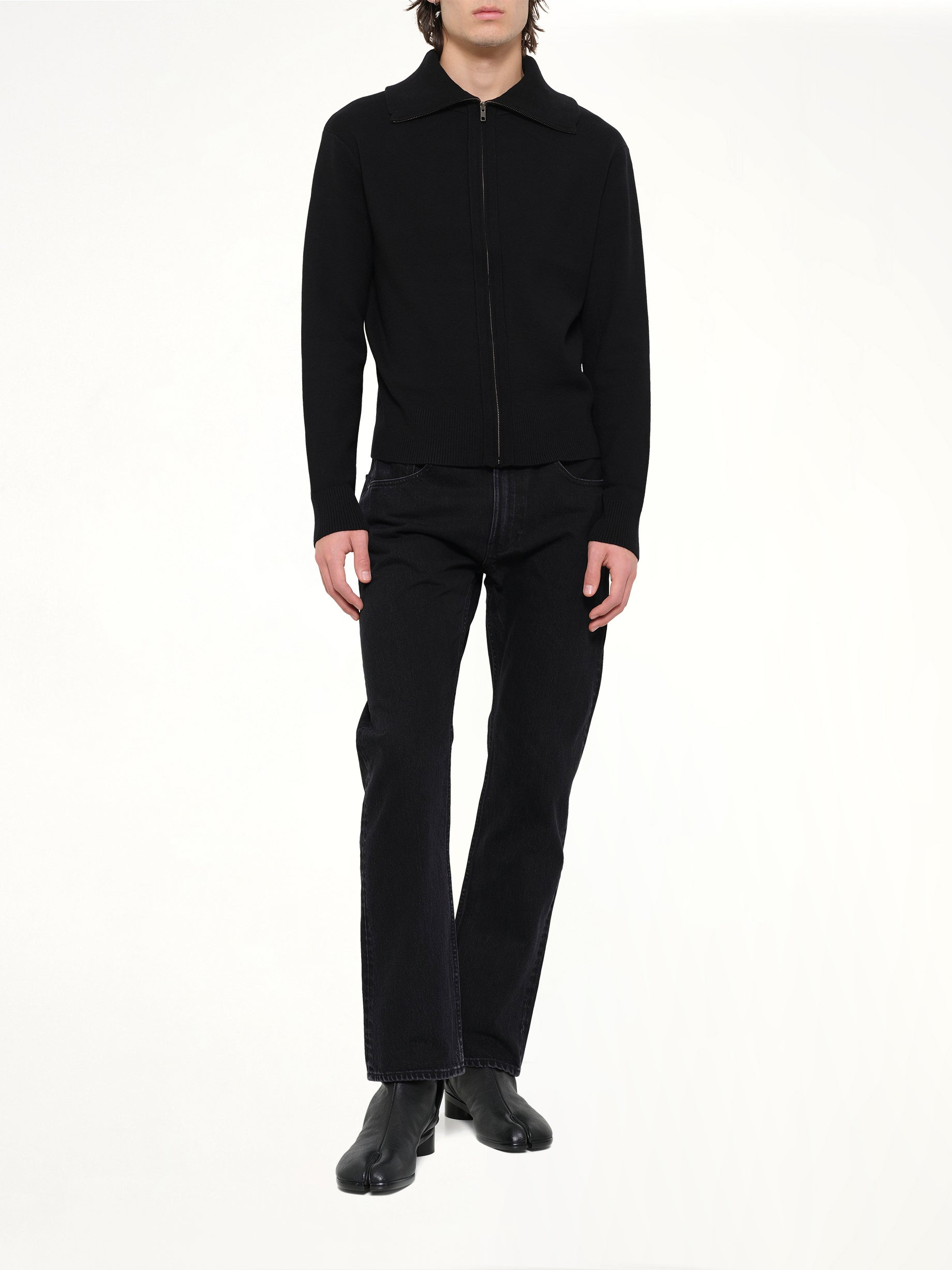 ENTIRE STUDIOS Knit Zip Up Jacket in Black Full Reference from MARAIS