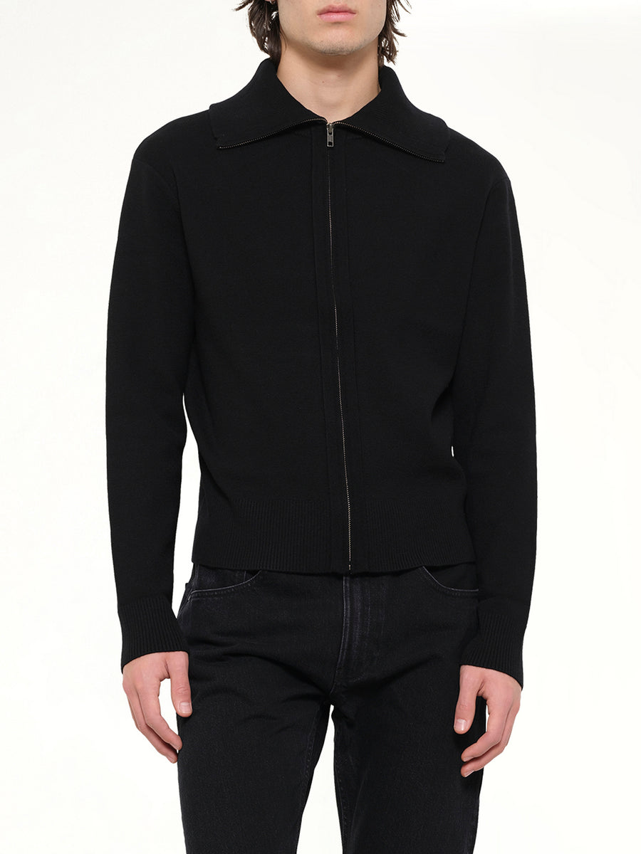 Knit Zip Up Jacket in Black