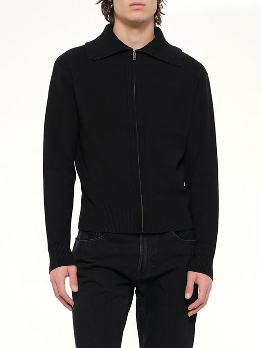 Knit Zip Up Jacket in Black