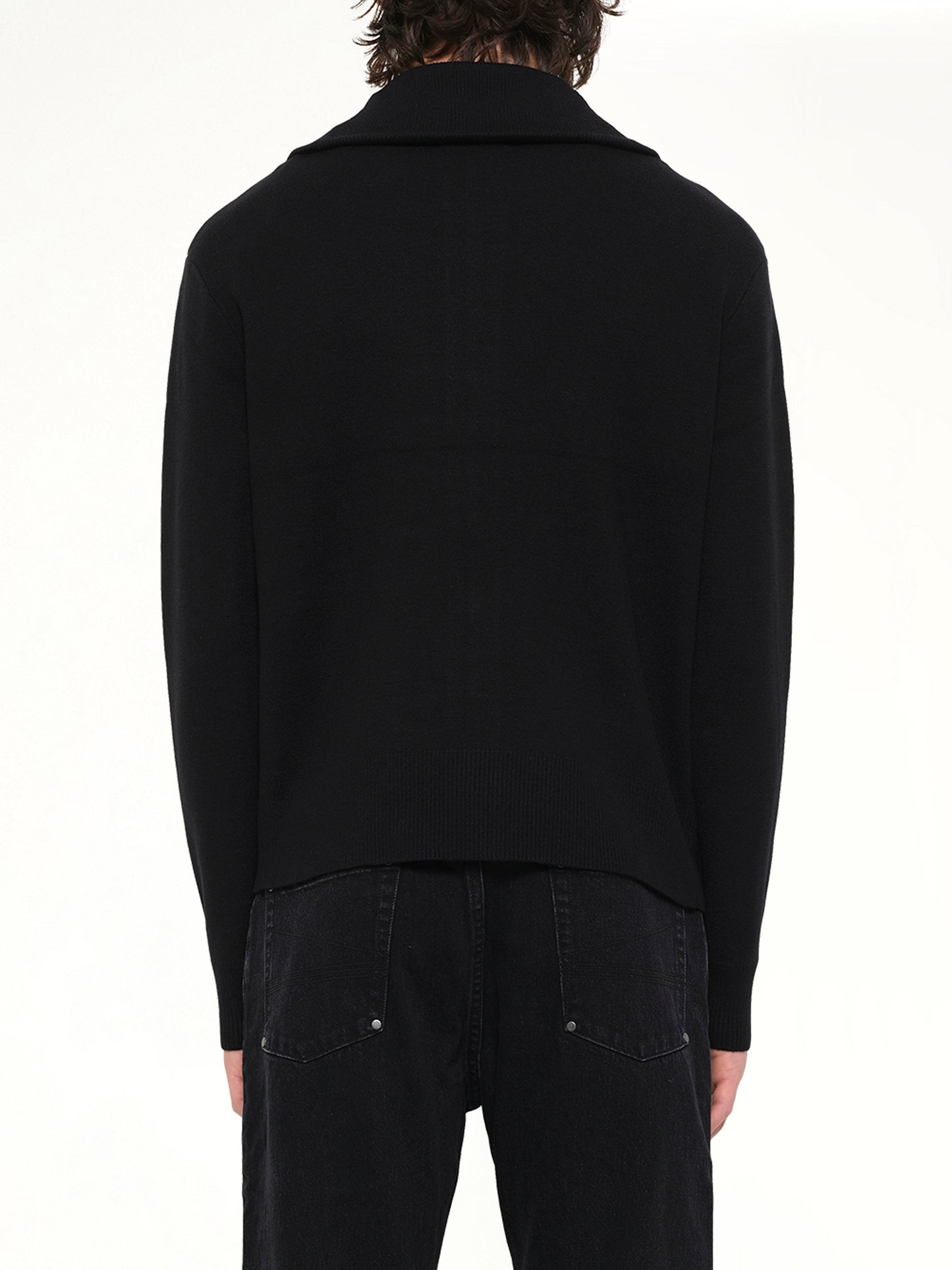 Knit Zip Up Jacket in Black