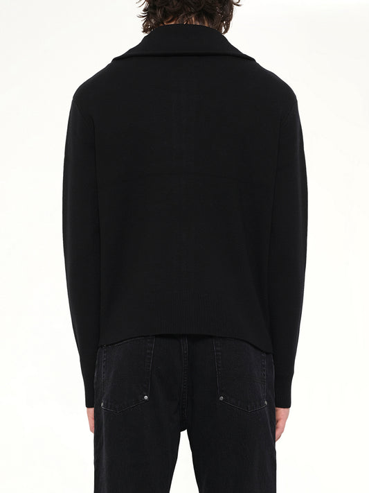 Knit Zip Up Jacket in Black