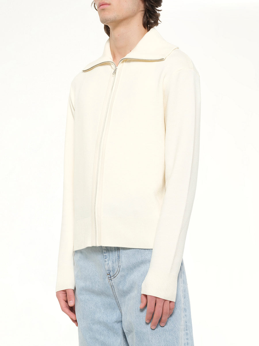 Knit Zip Up Jacket in Ivory