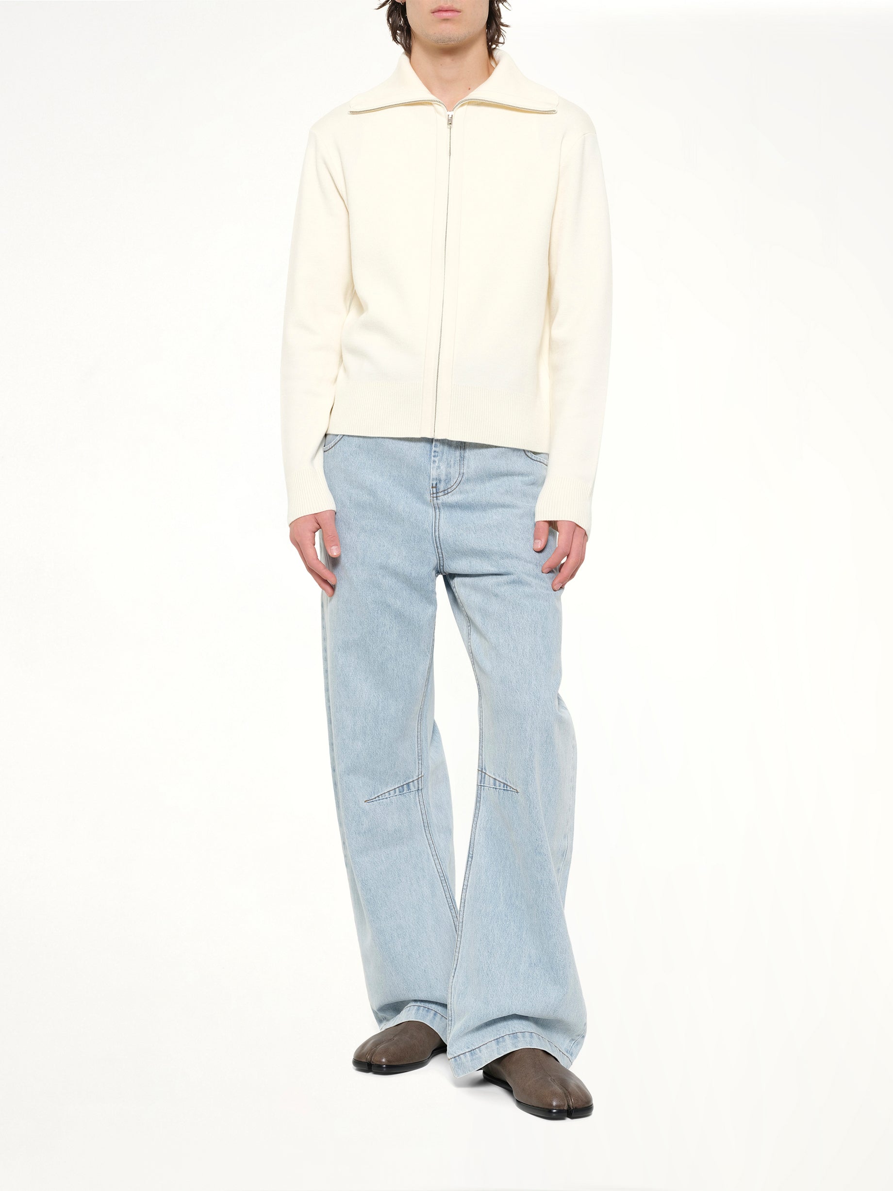 ENTIRE STUDIOS , 
, 
, 
, Knit Zip Up Jacket in Ivory Full Reference from MARAIS