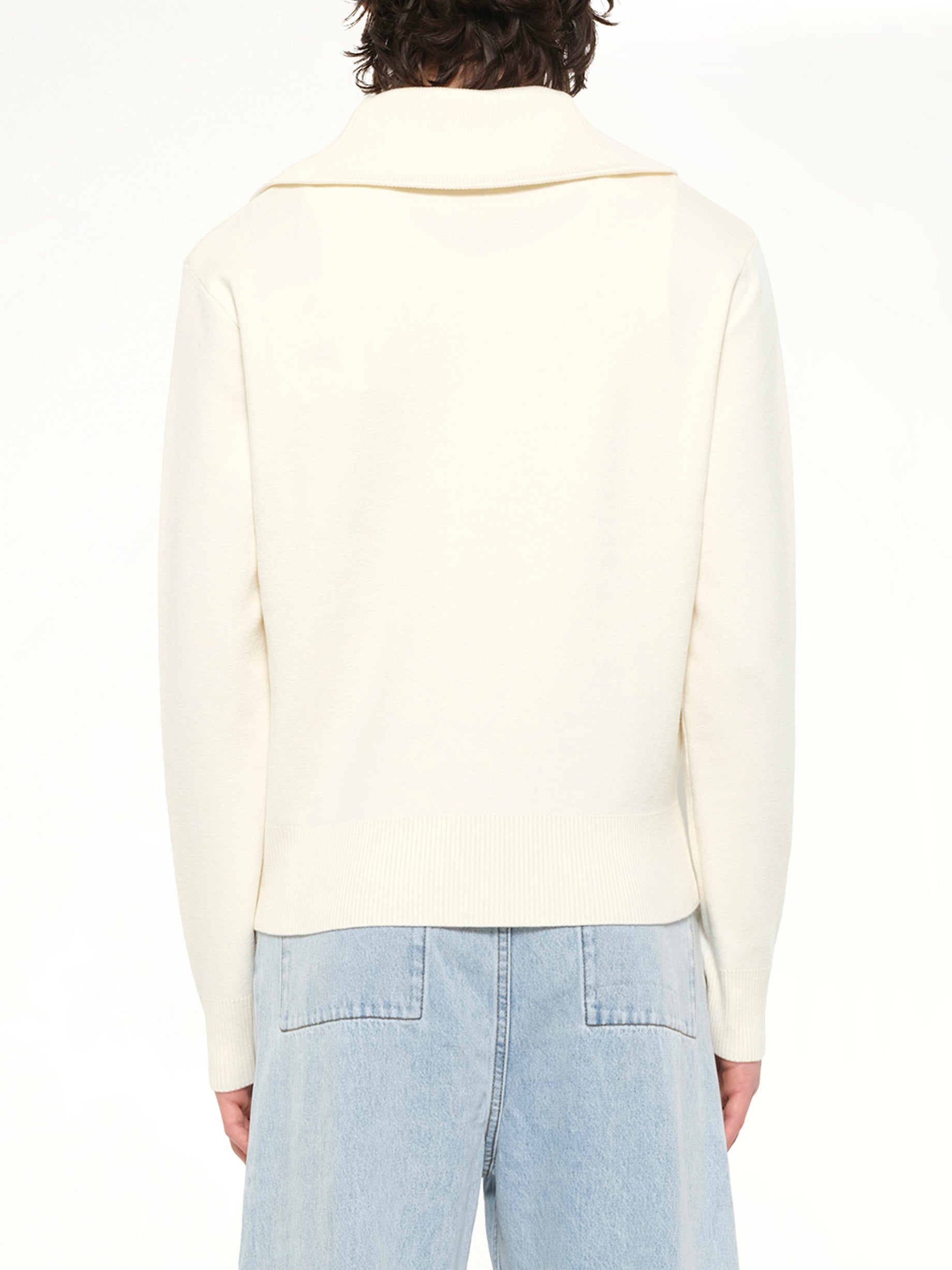 ENTIRE STUDIOS , 
, 
, 
, Knit Zip Up Jacket in Ivory Back View from MARAIS