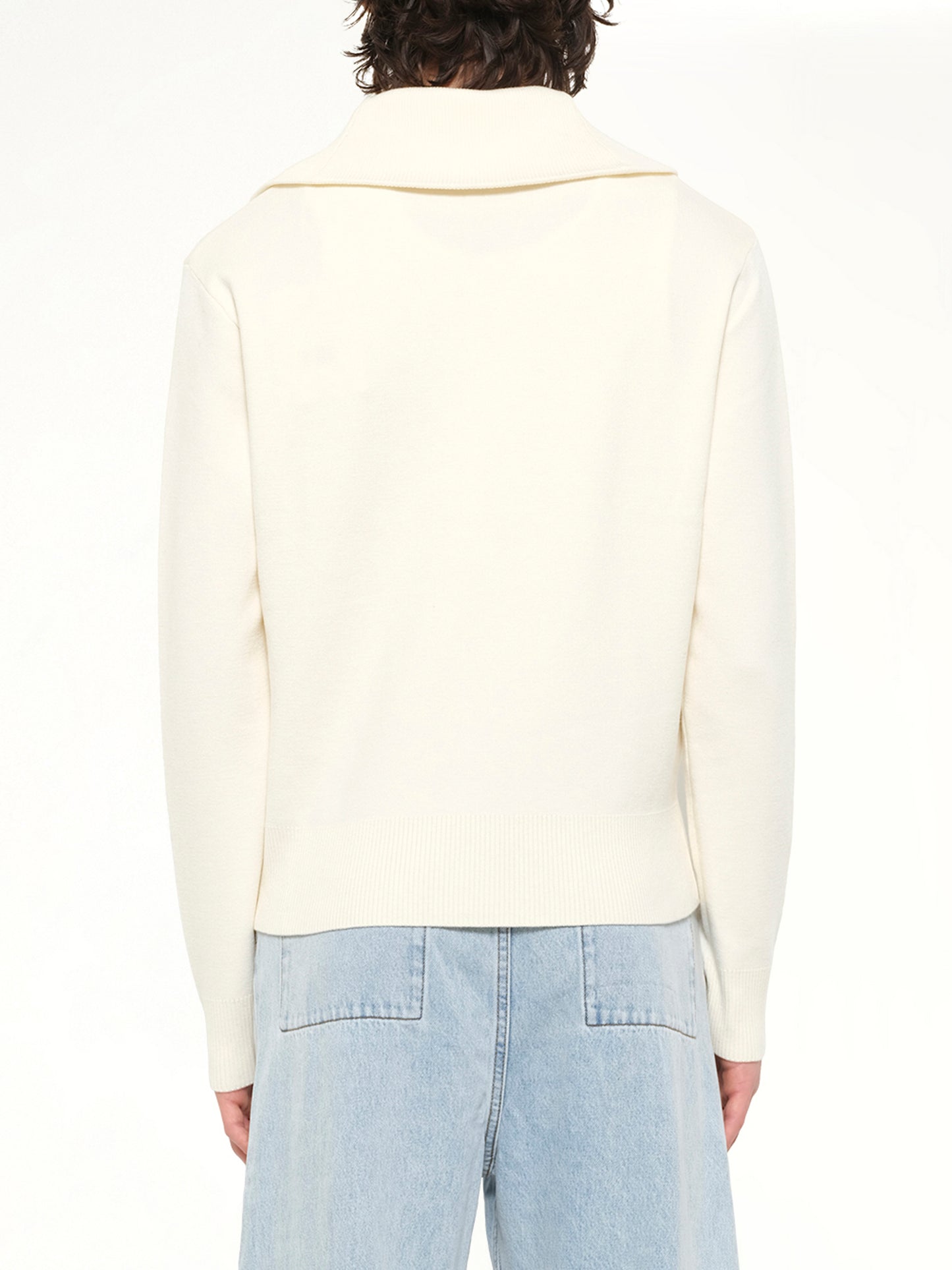 Knit Zip Up Jacket in Ivory